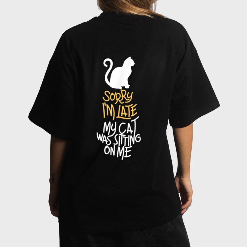 Vitnage Black Cat Sorry I'm Late My Cat Was Sitting On Me Women T-Shirt