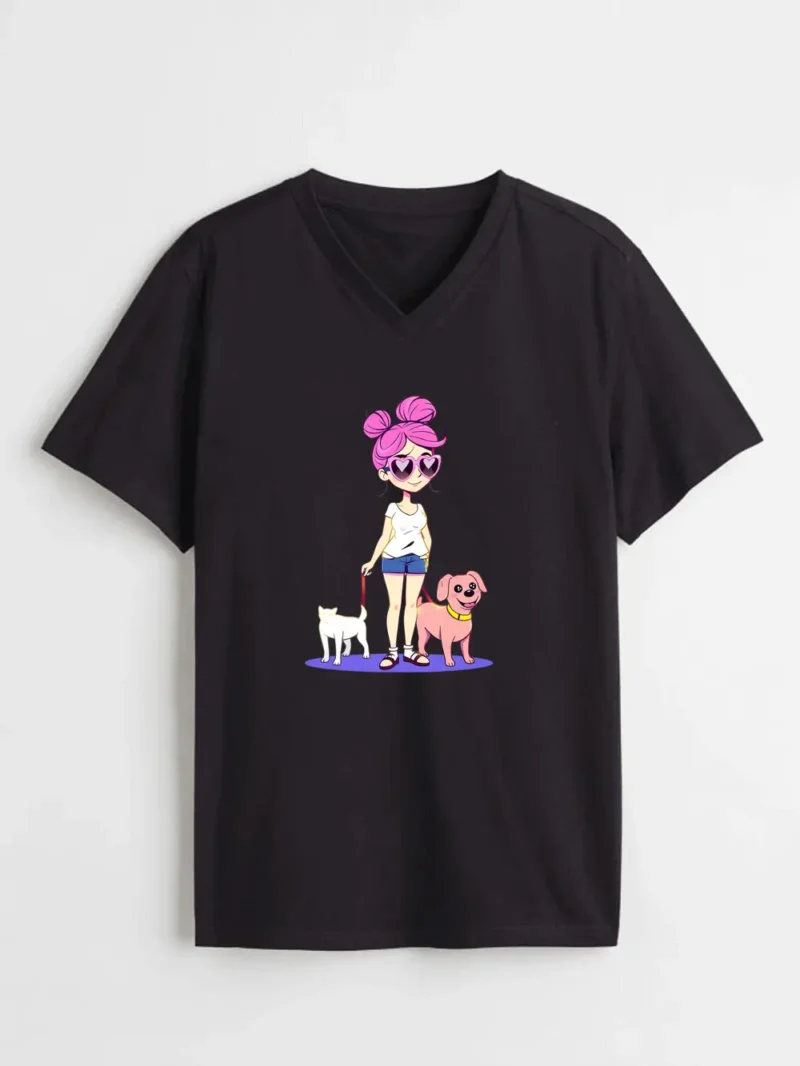 Sassy Cartoon Woman With A Messy Bun And Heart-shaped Sunglasses T-Shirt - Image 2