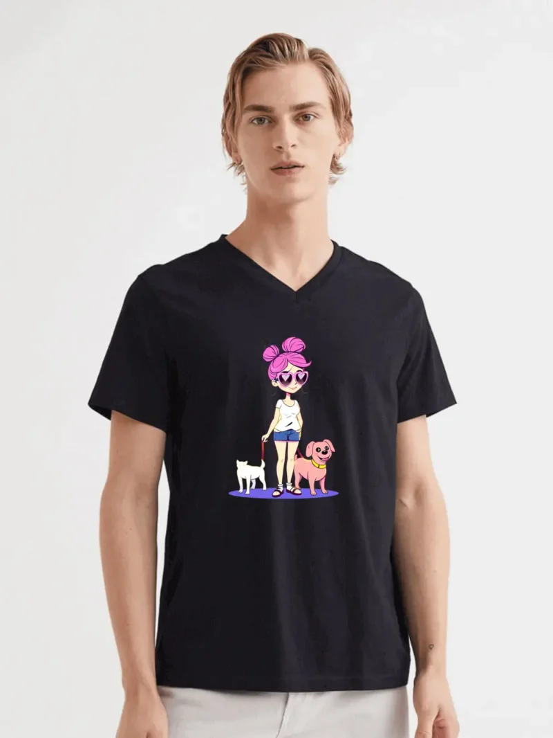 Sassy Cartoon Woman With A Messy Bun And Heart-shaped Sunglasses T-Shirt
